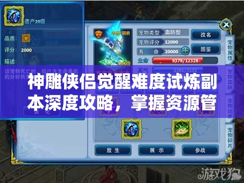 神雕侠侣觉醒难度试炼副本深度攻略，掌握资源管理艺术，轻松通关秘籍