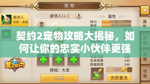 契约2宠物攻略大揭秘，如何让你的忠实小伙伴更强大，你知道吗？