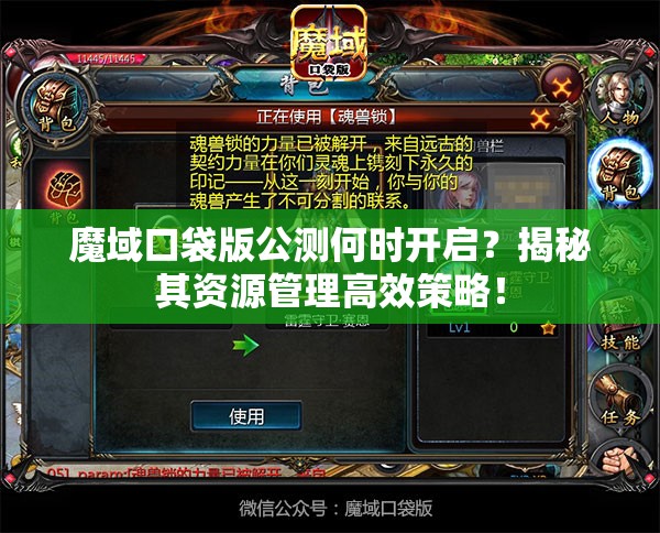 魔域口袋版公测何时开启？揭秘其资源管理高效策略！