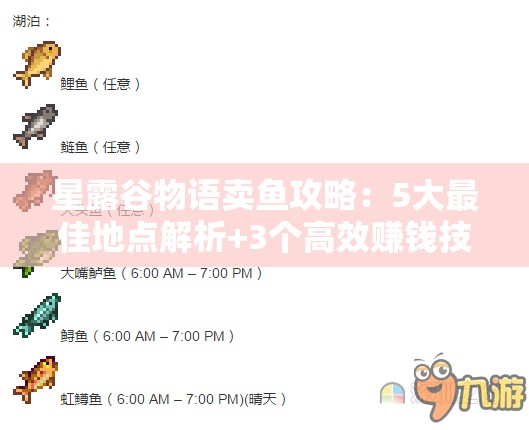 星露谷物语卖鱼攻略：5大最佳地点解析+3个高效赚钱技巧（附季节性价格差异指南）