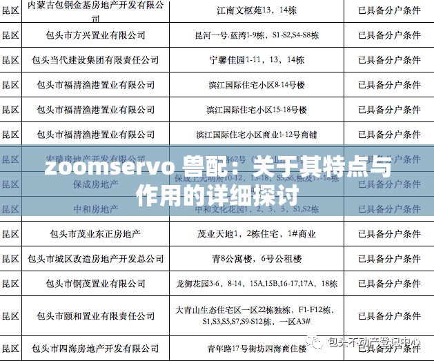 zoomservo 兽配：关于其特点与作用的详细探讨