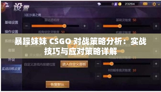 暴躁妹妹 CSGO 对战策略分析：实战技巧与应对策略详解