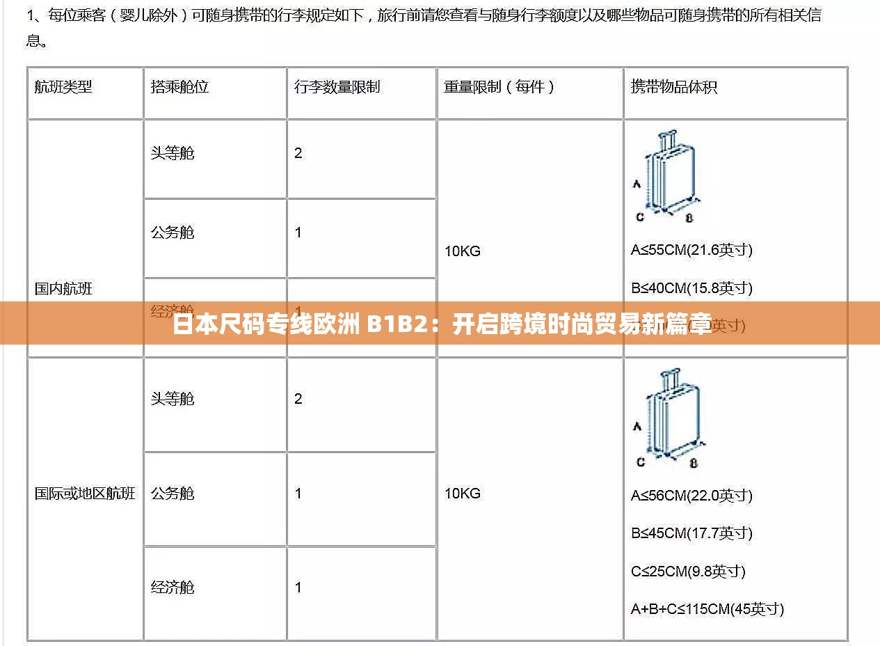 日本尺码专线欧洲 B1B2：开启跨境时尚贸易新篇章