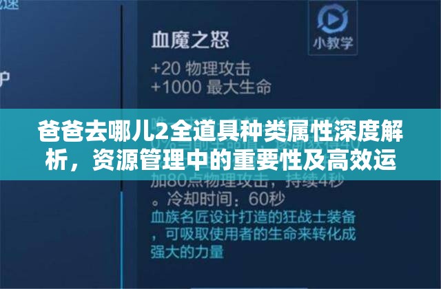 爸爸去哪儿2全道具种类属性深度解析，资源管理中的重要性及高效运用策略