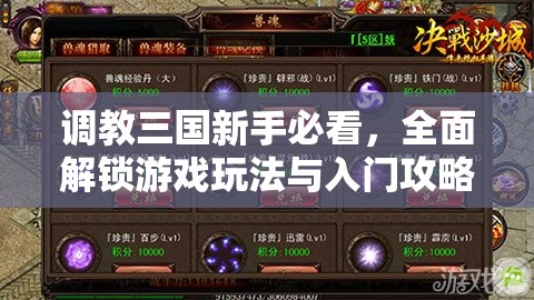 调教三国新手必看，全面解锁游戏玩法与入门攻略详解