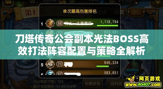 刀塔传奇公会副本光法BOSS高效打法阵容配置与策略全解析