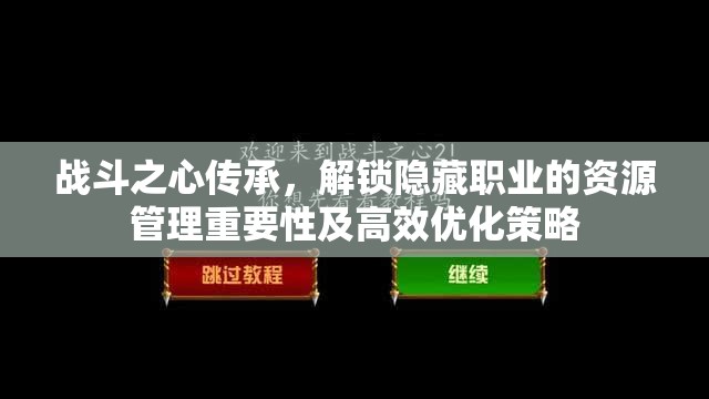 战斗之心传承，解锁隐藏职业的资源管理重要性及高效优化策略