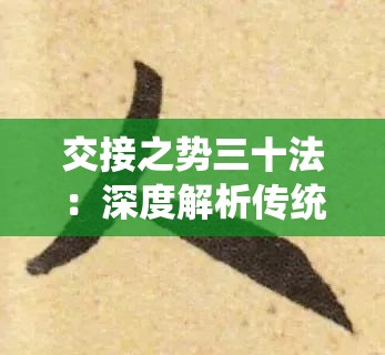 交接之势三十法：深度解析传统武术实战技巧精髓