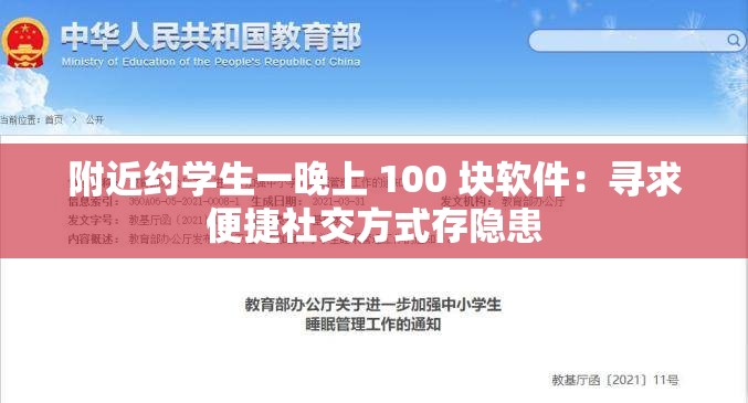 附近约学生一晚上 100 块软件：寻求便捷社交方式存隐患