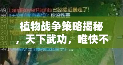 植物战争策略揭秘，天下武功，唯快不破——速攻低费流深度战术解析