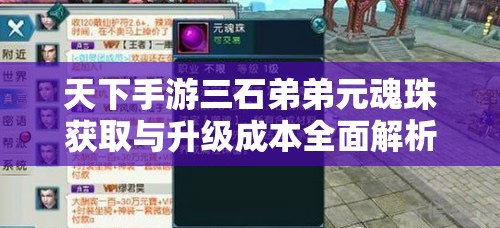 天下手游三石弟弟元魂珠获取与升级成本全面解析