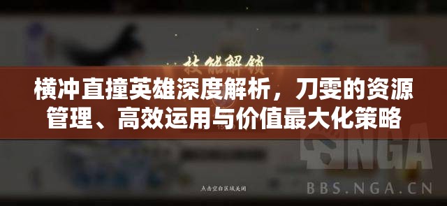 横冲直撞英雄深度解析，刀雯的资源管理、高效运用与价值最大化策略