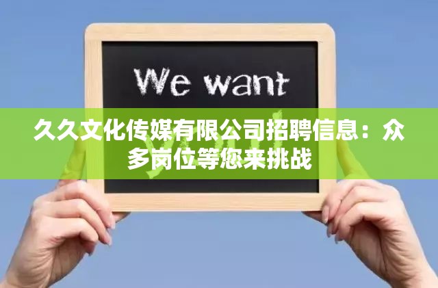 久久文化传媒有限公司招聘信息：众多岗位等您来挑战