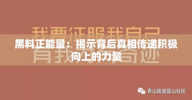 黑料正能量：揭示背后真相传递积极向上的力量