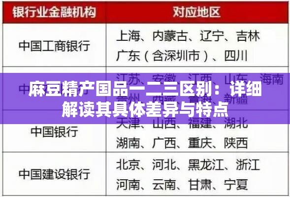 麻豆精产国品一二三区别：详细解读其具体差异与特点