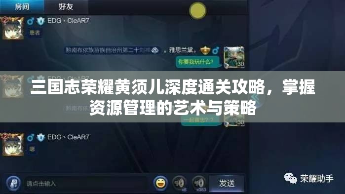 三国志荣耀黄须儿深度通关攻略，掌握资源管理的艺术与策略