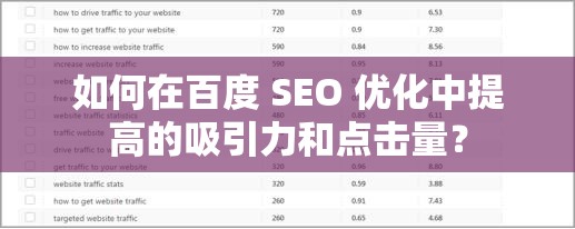 如何在百度 SEO 优化中提高的吸引力和点击量？