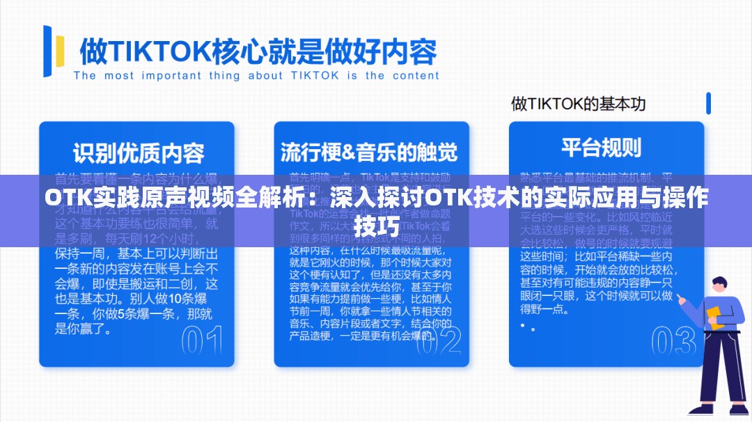 OTK实践原声视频全解析：深入探讨OTK技术的实际应用与操作技巧