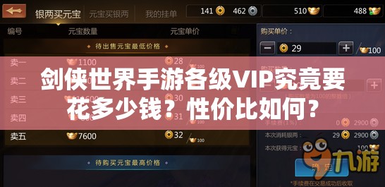 剑侠世界手游各级VIP究竟要花多少钱？性价比如何？