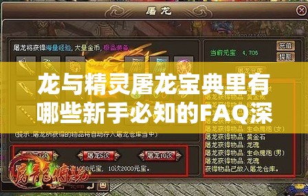 龙与精灵屠龙宝典里有哪些新手必知的FAQ深度解析未解之谜？