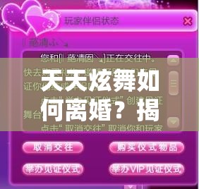 天天炫舞如何离婚？揭秘离婚流程及其历年演变史悬念